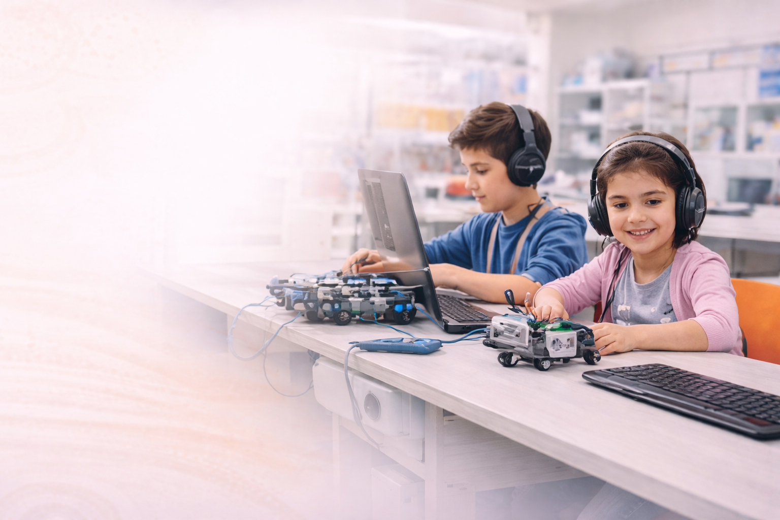 Kids learning coding and robotics at Pathshala LIVE